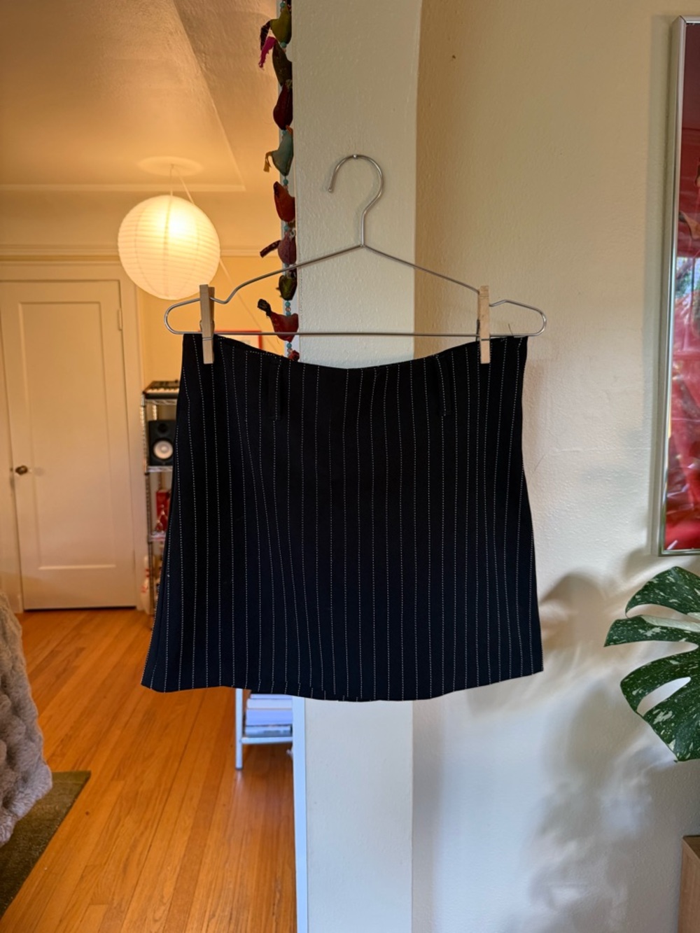 Vintage 90s Black and White Pinstripe Mini Skirt